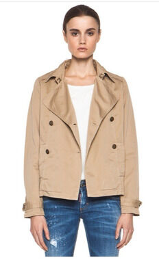Current/Elliott Shrunken Trench Jacket Women’s XS Tan 100% Cotton Utility USA